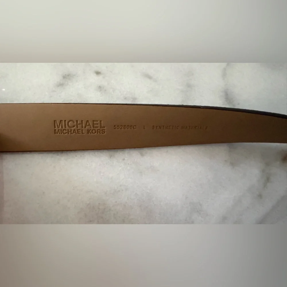 $58 Michael Kors logo Tan Belt with Gold Accents large